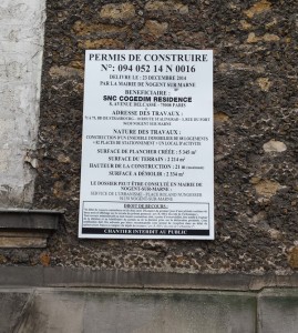 Exemple d'un affichage de permis de construire